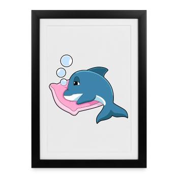 Oreiller de couchage Dolphin - Affiche encadrée (27 × 37 cm) - noir - Devant