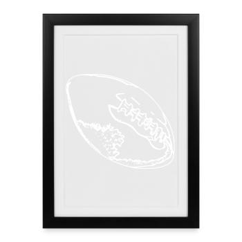 Dessin de ballon de football - Affiche encadrée (27 × 37 cm) - noir - Devant