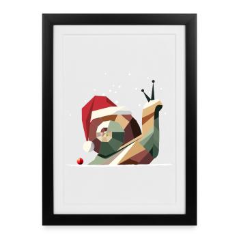 Christmas snail with charm and humor - Framed poster (27 × 37 cm) - black - Front