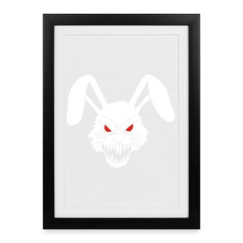 Demonic White Rabbit - Framed poster (27 × 37 cm) - black - Front