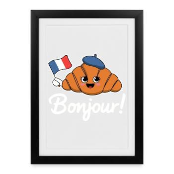 Croissant Bonjour Mascot - Framed poster (27 × 37 cm) - black - Front