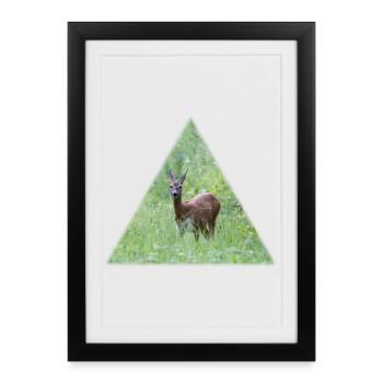 Cerf dans les hautes herbes - Affiche encadrée (27 × 37 cm) - noir - Devant