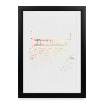 Terrain de volley-ball rétro - Affiche encadrée (27 × 37 cm) - noir - Devant