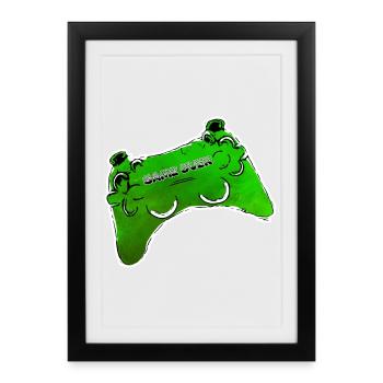 green comic controller with text GAME OVER - Framed poster (27 × 37 cm) - black - Front