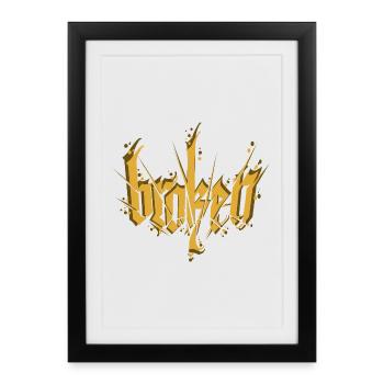 Calligraphie brisée Lettrage foncé - Affiche encadrée (27 × 37 cm) - noir - Devant