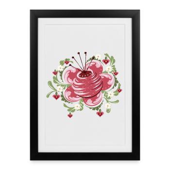 Rose et marguerites – inspirées de la peinture paysanne - Affiche encadrée (27 × 37 cm) - noir - Devant