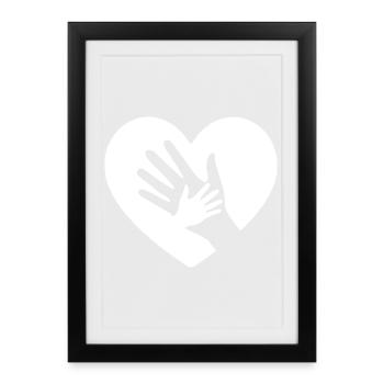 Main sur cœur - Affiche encadrée (27 × 37 cm) - noir - Devant