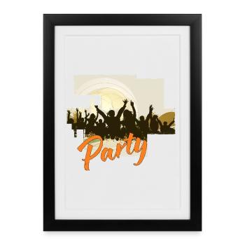 Célébrer les silhouettes Conception de fête - Affiche encadrée (27 × 37 cm) - noir - Devant