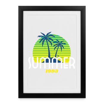 Tropical Palm Tree & Sunset Design - Framed poster (27 × 37 cm) - black - Front