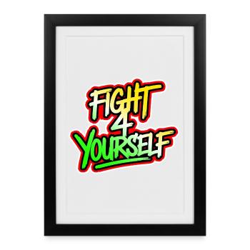 Combattez-vous à 4 vous-même - Affiche encadrée (27 × 37 cm) - noir - Devant