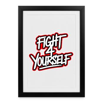 Combattez-vous à 4 vous-même - Affiche encadrée (27 × 37 cm) - noir - Devant