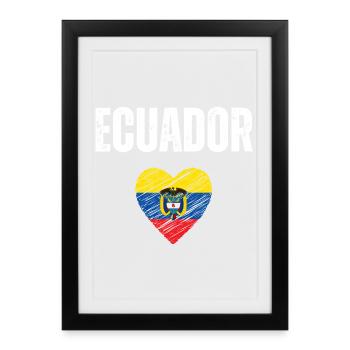 J’aime l’Équateur, drapeau de l’Équateur - Affiche encadrée (27 × 37 cm) - noir - Devant