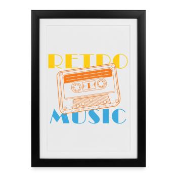 Conception de cassette rétro vintage - Affiche encadrée (27 × 37 cm) - noir - Devant