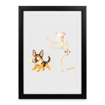 Squelette Chien Berger Allemand - Affiche encadrée (27 × 37 cm) - noir - Devant