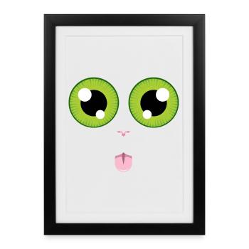 Le chat tire la langue - Affiche encadrée (27 × 37 cm) - noir - Devant