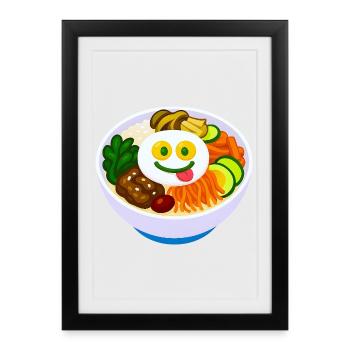 Mix Taste and Happiness -Happy Bowl of Bibimbap - Framed poster (27 × 37 cm) - black - Front