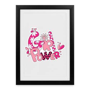 Girl Flower Power - Framed poster (27 × 37 cm) - black - Front