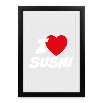 J’adore les sushis - Affiche encadrée (27 × 37 cm) - noir - Devant
