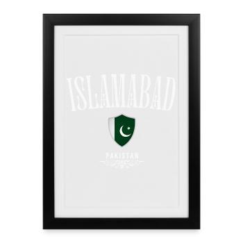 Islamabad, Pakistan, design minimaliste élégant - Affiche encadrée (27 × 37 cm) - noir - Devant