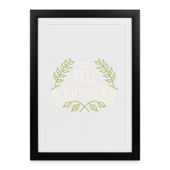 Tree hugger bain de forêt amoureux de la nature - Affiche encadrée (27 × 37 cm) - noir - Devant