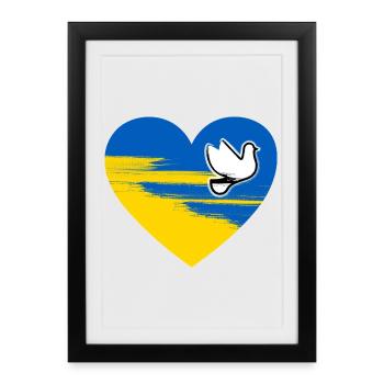 Ukraine Peace Heart Design - Affiche encadrée (27 × 37 cm) - noir - Devant