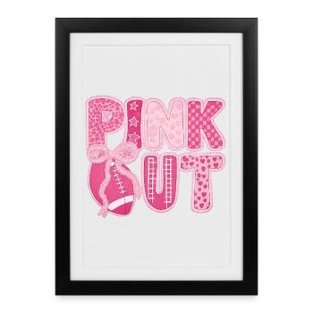 Pink Out Breast Cancer Football - Framed poster (27 × 37 cm) - black - Front