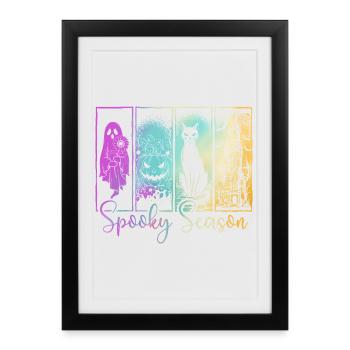 Spooky Season — Ghost & Pumpkin Haunted Vibes - Framed poster (27 × 37 cm) - black - Front