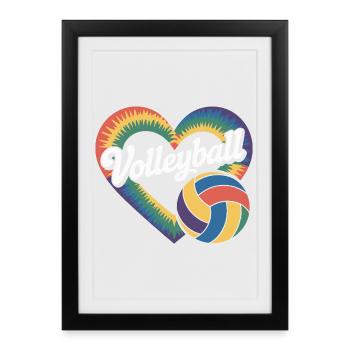 Volleyball Heart Volleyball Players - Framed poster (27 × 37 cm) - black - Front