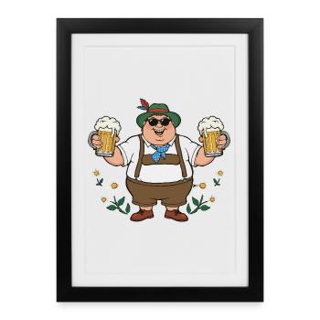 Bière bavaroise Friend Munich Mugs Lederhosen - Affiche encadrée (27 × 37 cm) - noir - Devant