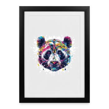 Colorful Panda Head Color Explosion - Framed poster (27 × 37 cm) - black - Front