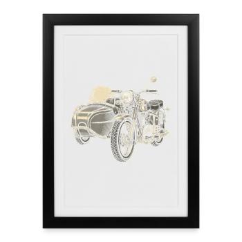 Vintage Motorcycle Sidecar - Framed poster (27 × 37 cm) - black - Front