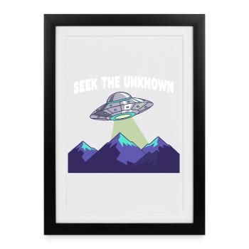 UFO over mountain ranges - Framed poster (27 × 37 cm) - black - Front