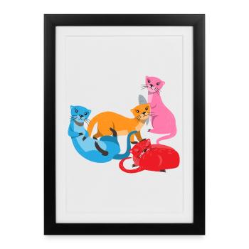 Loutre de mer dessin animé loutre - Affiche encadrée (27 × 37 cm) - noir - Devant