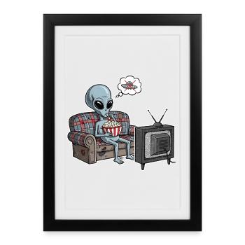 Alien Comic Lazy Gift - Framed poster (27 × 37 cm) - black - Front