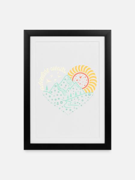 Adventure Awaits – Glowing Night-Hike Vibe - Framed poster (27 × 37 cm) - black