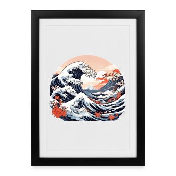 Grande Vague de Kanagawa - Affiche encadrée (27 × 37 cm) - noir - Devant