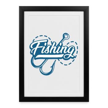 Hameçons de pêche - Affiche encadrée (27 × 37 cm) - noir - Devant