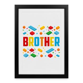 Frère brique constructeur Créatif Famille Bloc Amoureux - Affiche encadrée (27 × 37 cm) - noir - Devant
