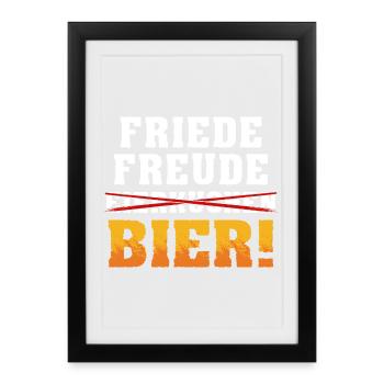Paix, Joie, Bière - Affiche encadrée (27 × 37 cm) - noir - Devant