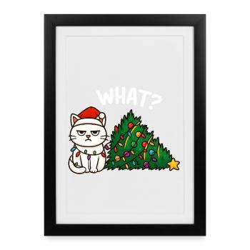 Lumières de Noël Annyoed Cat - Affiche encadrée (27 × 37 cm) - noir - Devant
