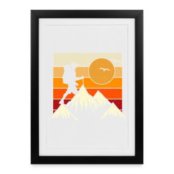 Randonnée Randonneur Alpiniste Cadeau - Affiche encadrée (27 × 37 cm) - noir - Devant