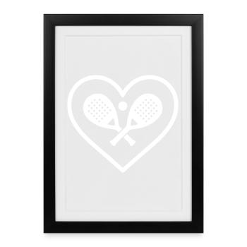 Padel Heart Crossed Rackets Sport - Framed poster (27 × 37 cm) - black - Front
