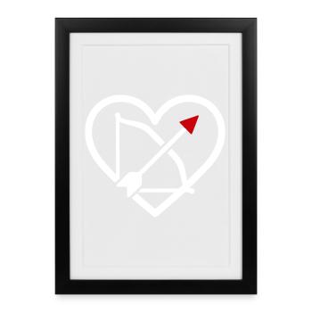 Tir à l’arc Coeur Arc Flèche Sport Cadeau - Affiche encadrée (27 × 37 cm) - noir - Devant