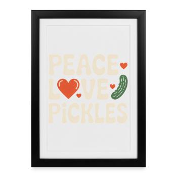 Cornichons Peace Love Cornichons au concombre - Affiche encadrée (27 × 37 cm) - noir - Devant
