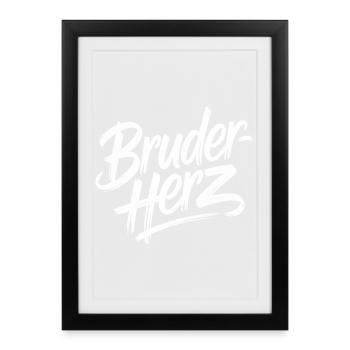 Frère Coeur Frères Grand Bro Disant Petit Frère - Affiche encadrée (27 × 37 cm) - noir - Devant