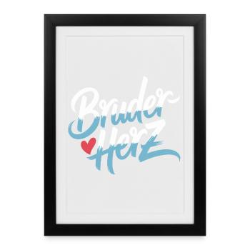 Frère Coeur Frères Grand Bro Disant Petit Frère - Affiche encadrée (27 × 37 cm) - noir - Devant