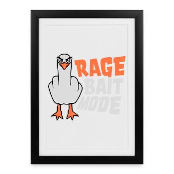 Rage Bait Fashion Seagull Bird Nasty Funny Provocation - Framed poster (27 × 37 cm) - black - Front