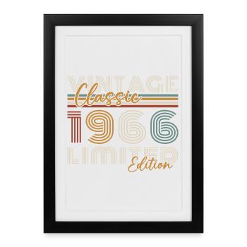 1966 Vintage Rétro Cadeau D'anniversaire - Affiche encadrée (27 × 37 cm) - noir - Devant