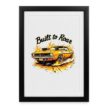 Built to Roar – 1970 Muscle Car Fire Drift - Framed poster (27 × 37 cm) - black - Front