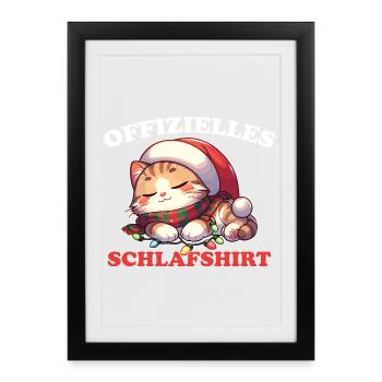 Official Sleep Shirt Christmas Cat - Framed poster (27 × 37 cm) - black - Front